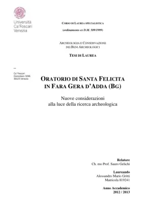 Nuove considerazioni sull'oratorio di Santa Felicita in Fara Gera d'Adda