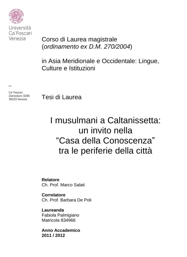 I musulmani a Caltanissetta: un invito nella 'Casa della Conoscenza' tra le periferie della città
