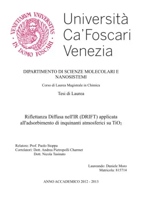 Riflettanza Diffusa nell'IR (DRIFT) applicata all'adsorbimento di inquinanti atmosferici su TiO2