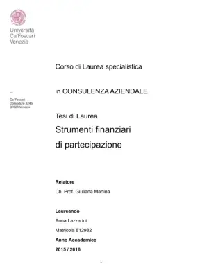 Strumenti finanziari di partecipazione: analisi della disciplina e delle caratteristiche