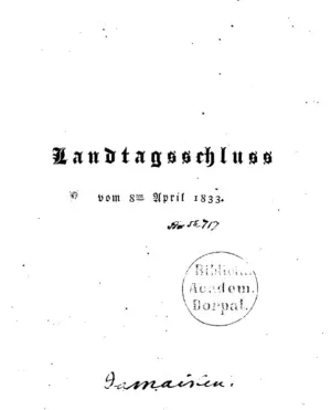 Abstimmungsergebnisse des zweiten Instruktionslandtagstermins vom 25. März 1829