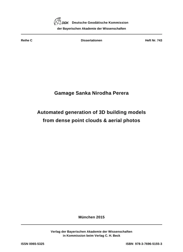 Automated generation of 3D building models from dense point clouds & aerial photos