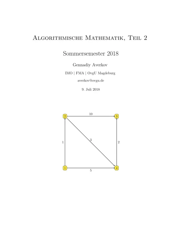 Algorithmische Mathematik, Teil 2 Sommersemester 2018