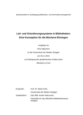 Leitsystem Bibliothek: Konzept Ehningen