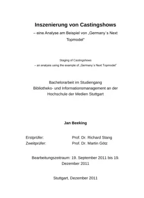 Inszenierung von Castingshows: Analyse zu GNTM