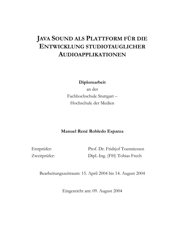 Java Sound als Plattform für die Entwicklung studiotauglicher Audioapplikationen