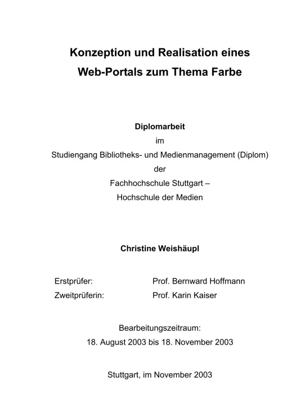 Konzeption und Realisation eines Web-Portals zum Thema Farbe