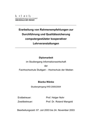 CSCL-Lehrveranstaltungen: Rahmenempfehlungen
